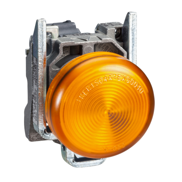 Complete pilot light, Harmony XB4, round Ø22 mm, IP65, yellow, integral LED, 120 V, lugs, ATEX - Schneider Electric - XB4BVG5EX