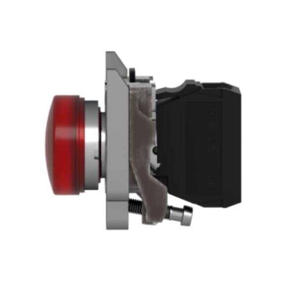 Pilot light, Harmony XB4,metal, red, 22mm, universal LED, plain lens, 230...240V AC - Schneider Electric - XB4BVM4