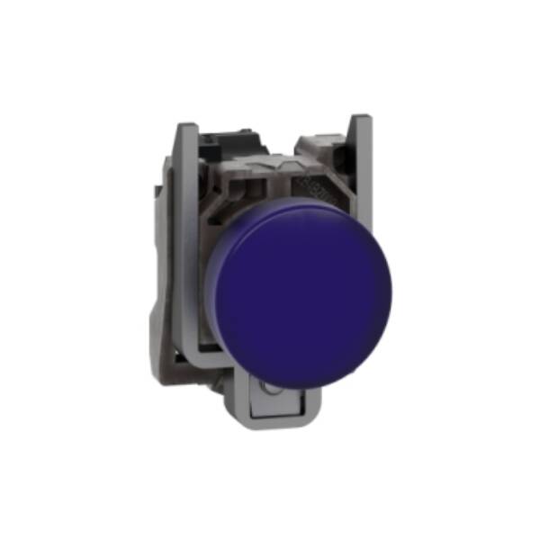 Pilot light, Harmony XB4,metal, blue, 22mm, universal LED, plain lens, 230...240V AC - Schneider Electric - XB4BVM6
