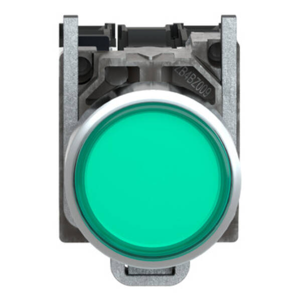 green flush complete illum pushbutton Ø22 spring return 1NO+1NC 250V - Schneider Electric - XB4BW3365
