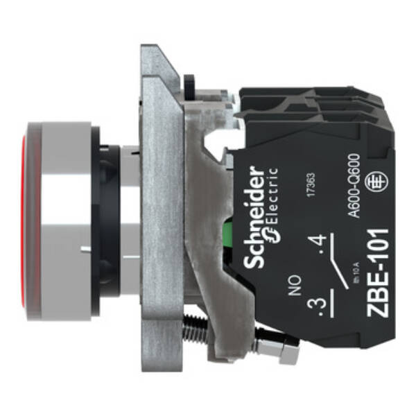 red flush complete illum pushbutton Ø22 spring return 1NO+1NC 250V - Schneider Electric - XB4BW3465