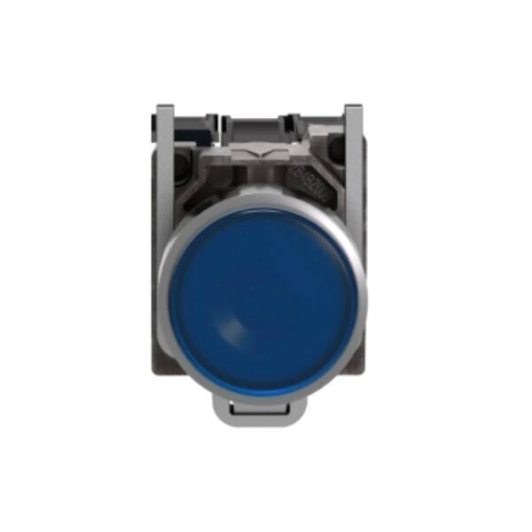 Illuminated push button, Harmony XB4, metal, blue flush, 22mm, universal LED, plain lens, 1NO + 1NC, 24V AC DC - Schneider Electric - XB4BW36B5