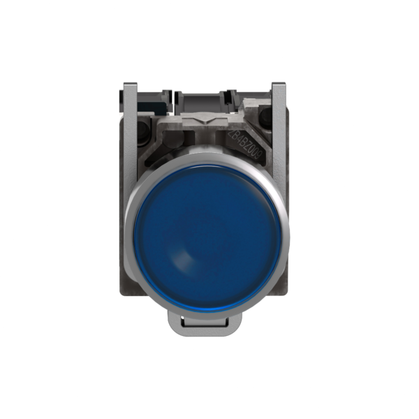 Illuminated push button, Harmony XB4, metal, blue flush, 22mm, universal LED, plain lens, 1NO + 1NC, 110...120V AC - Schneider Electric - XB4BW36G5