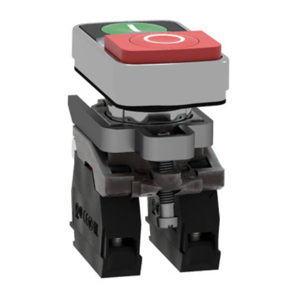 green flush/red projecting illuminated double-headed pushbutton Ø22 1NO+1NC 120V - Schneider Electric - XB4BW73731G5