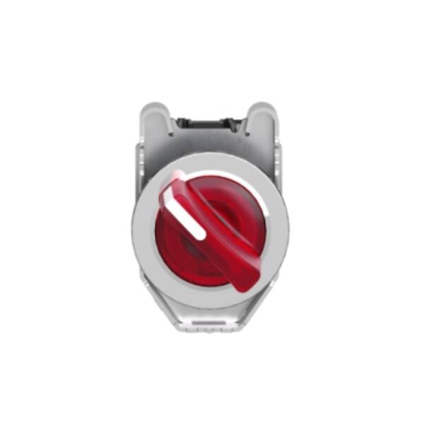 Illuminated selector switch, Harmony XB4, metal, red handle, 30mm, universal LED, 2 positions, 1NO + 1NC, 24V AC DC - Schneider Electric - XB4FK124B5