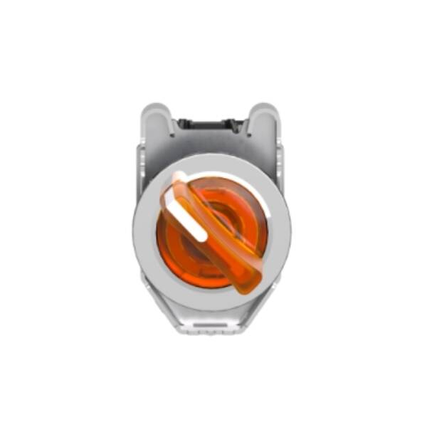 Illuminated selector switch, Harmony XB4, metal, orange handle, 30mm, universal LED, 2 positions, 1NO + 1NC, 230...240V AC - Schneider Electric - XB4FK125M5