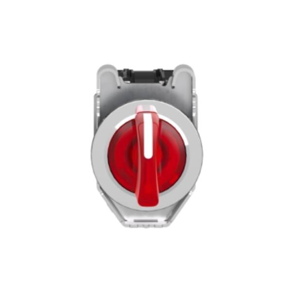 Illuminated selector switch, Harmony XB4, metal, red handle, 30mm, universal LED, 3 positions, 1NO + 1NC, 110...120V AC - Schneider Electric - XB4FK134G5