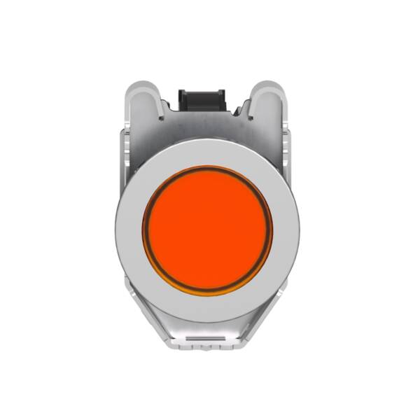 Pilot light, Harmony XB4,metal, orange flush mounted, 30mm, universal LED, plain lens, 230...240V AC - Schneider Electric - XB4FVM5