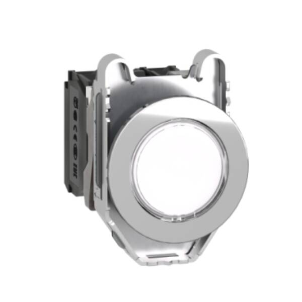 Illuminated push button, Harmony XB4, metal, white flush mounted, 30mm, universal LED, plain lens, 1NO + 1NC, 120V AC - Schneider Electric - XB4FW31G5