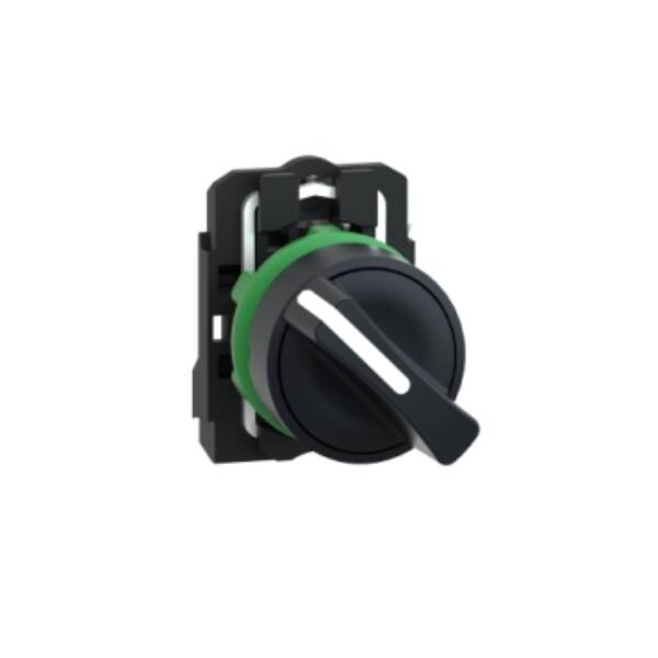 Selector switch, plastic black, Ø22, 2 positions, stay put, 1 NO - Schneider Electric - XB5AD21