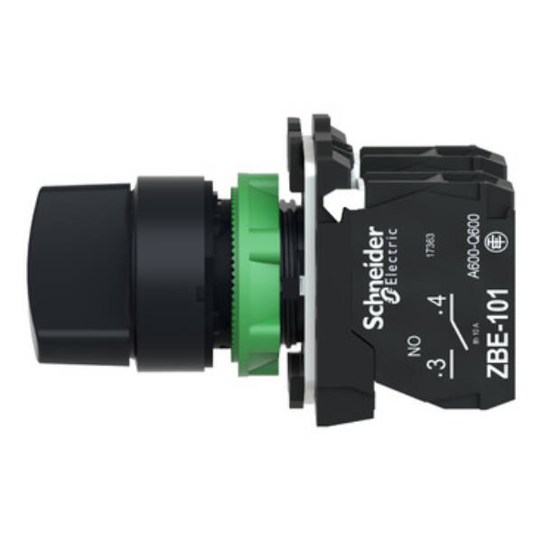 Selector switch, plastic, black, Ø22, 2 positions, stay put, 1 NO + 1 NC - Schneider Electric - XB5AD25