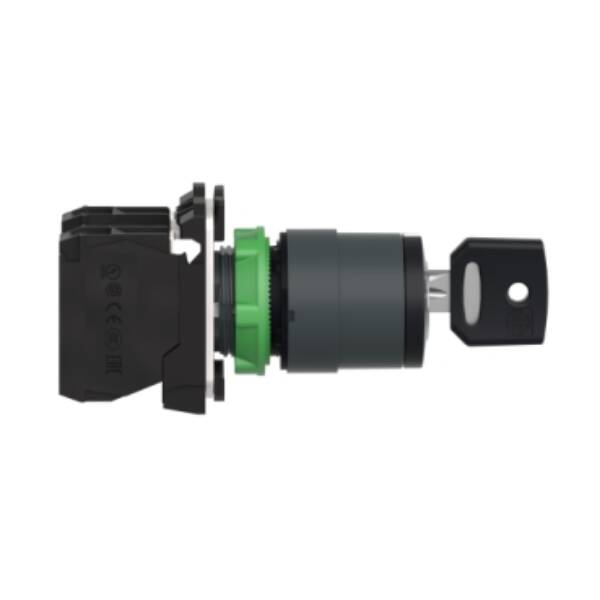 Harmony XB5, Key switch selector, plastic, black, Ø22, key n°455, 3 positions, stay put, 2 NO - Schneider Electric - XB5AG33