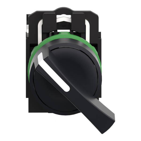 Selector switch, plastic, black, Ø22, long handle, 2 positionsn stay put, 1 NO - Schneider Electric - XB5AJ21
