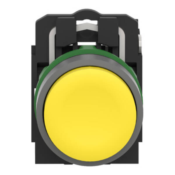 Push button, Harmony XB5, yellow projecting pushbutton with clear boot 1 NO screw clamp cp grey - Schneider Electric - XB5AP51C0