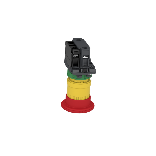 Emergency stop switching off, Harmony XB5, plastic, red mushroom 40mm, 22mm, trigger latching turn to release, 2NC with monitoring - Schneider Electric - XB5AS84462