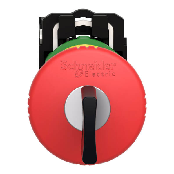 Harmony XB5, Emergency stop switching off, plastic, red mushroom Ø40, Ø22 trigger latching key release, 1 NC - Schneider Electric - XB5AS9442