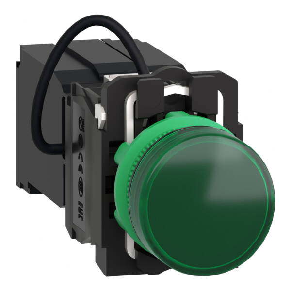 Pilot light, Harmony XB5, green, plastic, 22mm, universal LED, plain lens, 400V - Schneider Electric - XB5AV5B3