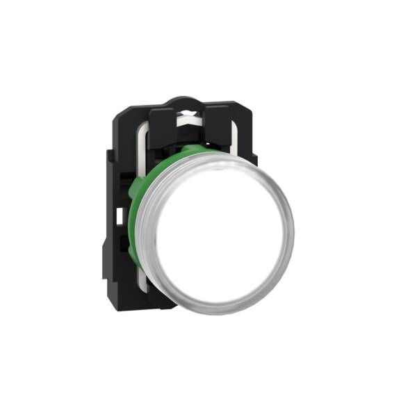 pilot light, Harmony XB5, grey plastic, white, 22mm, universal LED, plain lens, 24V AC DC - Schneider Electric - XB5AVB1
