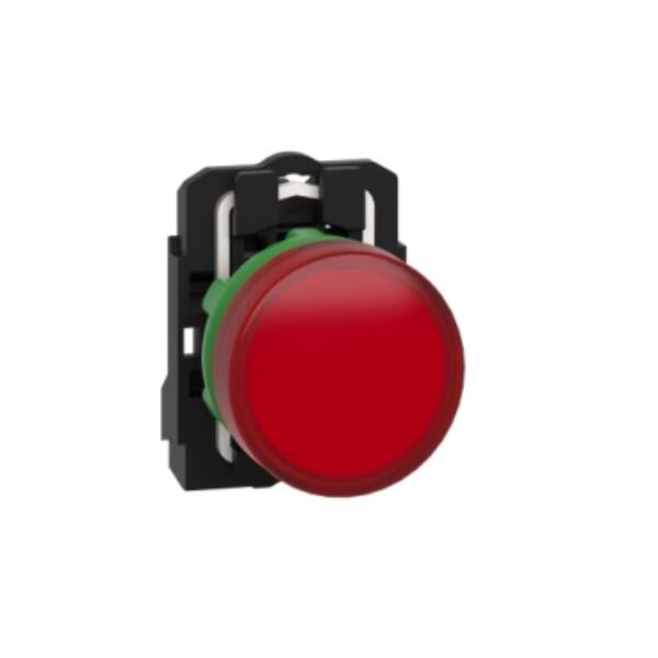 pilot light, Harmony XB5, grey plastic, red, 22mm, universal LED, plain lens, 24V AC DC - Schneider Electric - XB5AVB4