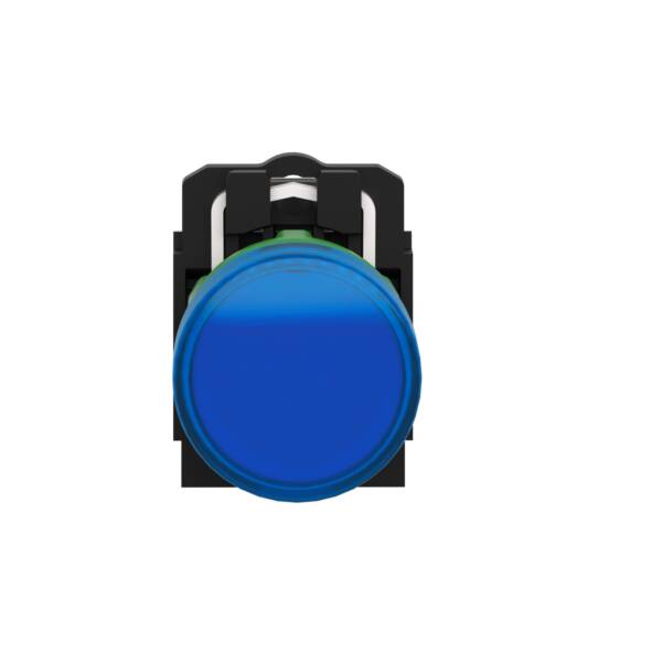 Pilot light, Harmony XB5, grey plastic, blue, 22mm, universal LED, plain lens, 110…120V AC - Schneider Electric - XB5AVG6