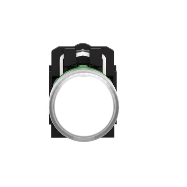 Pilot light, Harmony XB5, grey plastic, white, 22mm, universal LED, plain lens, 230...240V AC - Schneider Electric - XB5AVM1