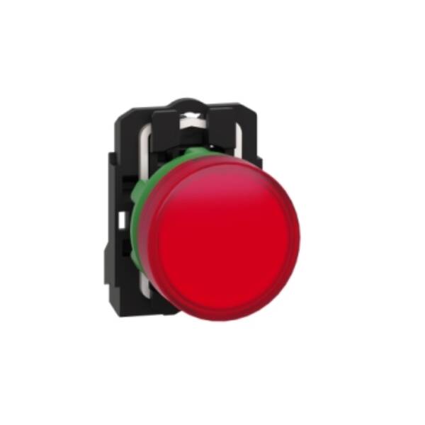 Pilot light, Harmony XB5, grey plastic, red, 22mm, universal LED, plain lens, 230...240V AC - Schneider Electric - XB5AVM4