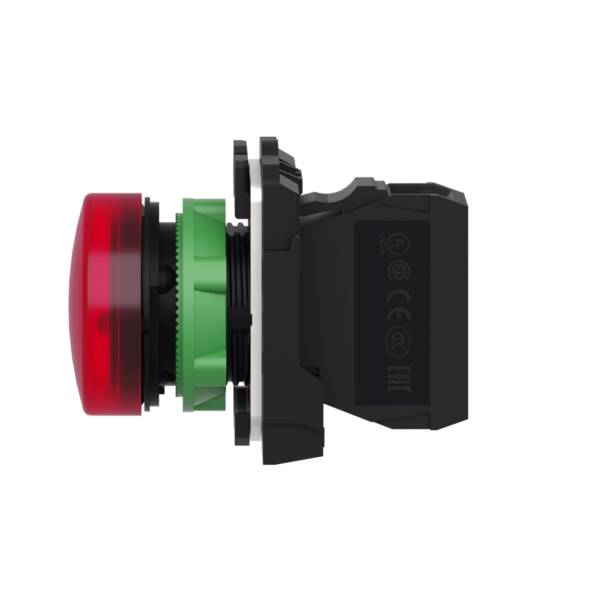 Pilot light, Harmony XB5, grey plastic, red, 22mm, universal LED, plain lens, 230...240V AC - Schneider Electric - XB5AVM4