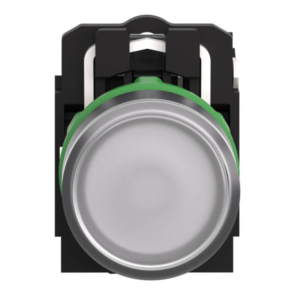 Illuminated push button, Harmony XB5, plastic, white flush, 22mm, universal LED, plain lens, 1NO, 24V AC DC - Schneider Electric - XB5AW31B1