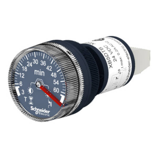 Harmony XB5, Panel mounted timer monofunction, plastic, Ø22, time delay 3...60 min, 24 V DC - Schneider Electric - XB5DTB25