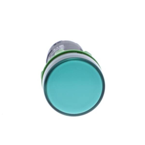 Monolithic pilot light, Harmony XB5, grey plastic, green, 22mm, universal LED, plain lens, 230…240V AC - Schneider Electric - XB5EVM3