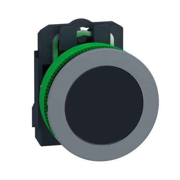 flush mounted black flush caps pushbutton 1NO screw clamp cp grey - Schneider Electric - XB5FA21C0