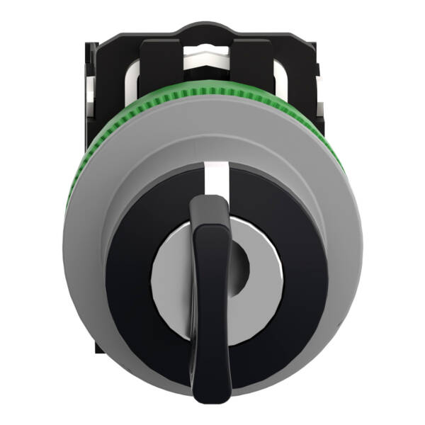 Selector switch, Harmony XB5, flush mounted ssw key 455 3 pos stay put key release center 2 NO screw cp grey - Schneider Electric - XB5FG33C0