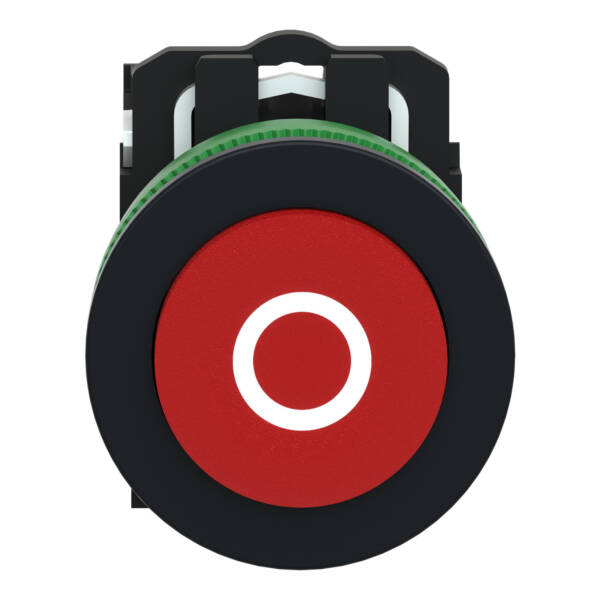 FLUSH MOUNTED RED PROJECTING PUSHBUTTON WHITE MARKED O 1NC SCREW CLAMP - Schneider Electric - XB5FL4322