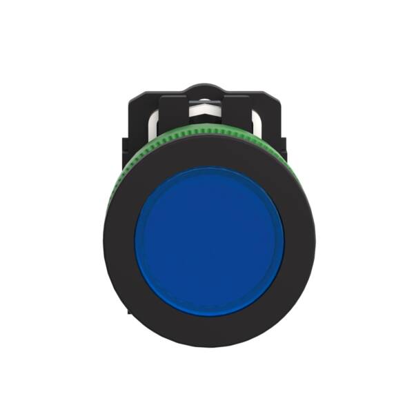 Pilot light, Harmony XB5,grey plastic, blue flush mounted, 30mm, universal LED, plain lens, 24V AC DC - Schneider Electric - XB5FVB6