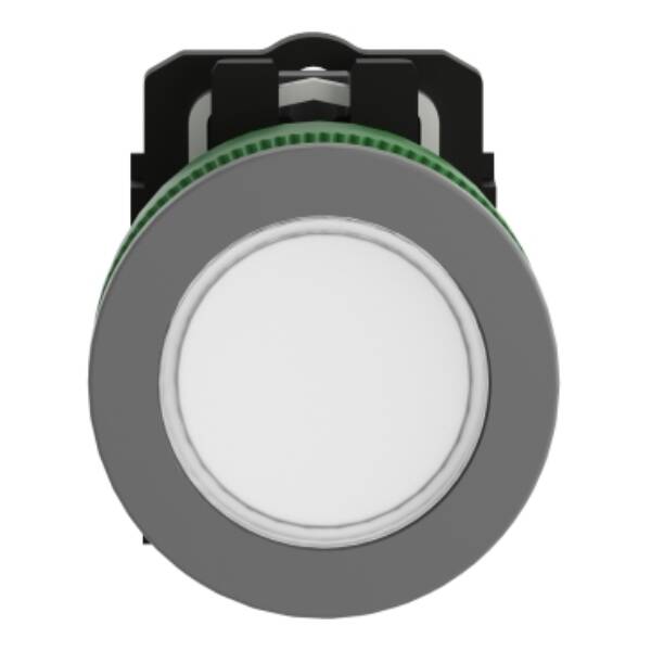 Pilot light, Harmony XB5, grey bezel, white, universal LED, plain lens, screw clamp terminals, 110...120V - Schneider Electric - XB5FVG1C0