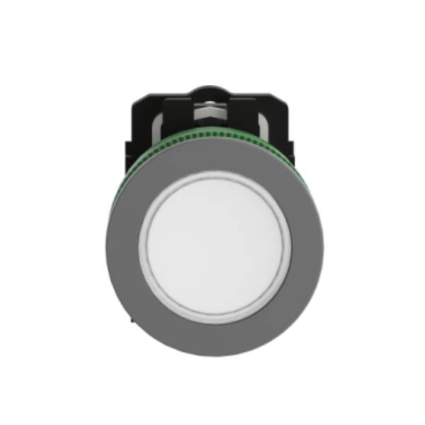 Pilot light, Harmony XB5, grey bezel, white, universal LED, plain lens, screw clamp terminals, 230...240V - Schneider Electric - XB5FVM1C0