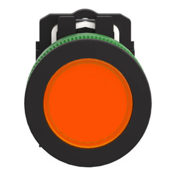 Pilot light, Harmony XB5,  grey plastic, orange flush mounted, 30mm, universal LED, 230...240V AC - Schneider Electric - XB5FVM5