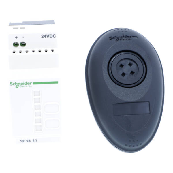 Pack with 1 wireless and batteryless plastic push button Ø22 + 1 non-configurable receiver + 1 set of caps, 24 V DC - Schneider Electric - XB5RMB03