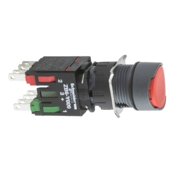 red flush complete pushbutton Ø16 spring return 1NO+1NC unmarked - Schneider Electric - XB6AA45B