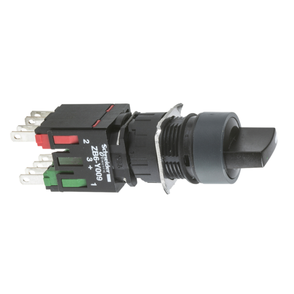 black complete selector switch Ø16 2-position stay put 1NO - Schneider Electric - XB6AD221B