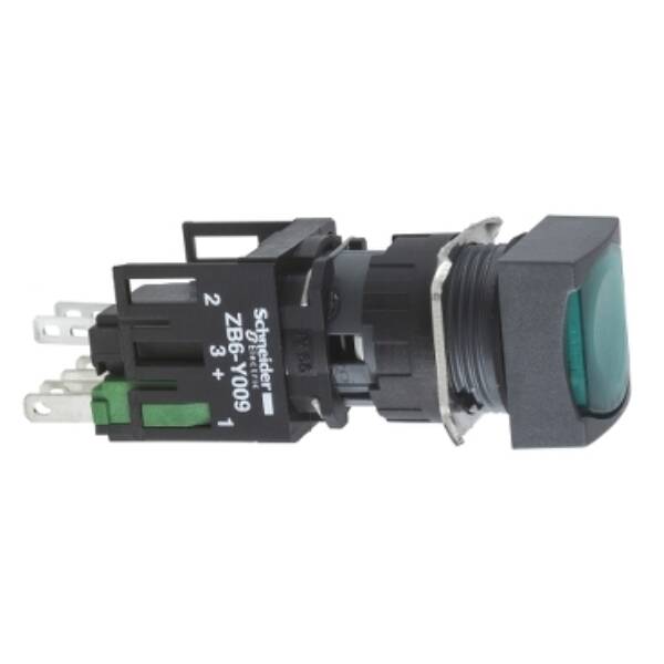 green square flush complete illum pushbutton Ø16 latching 1NO 12...24V - Schneider Electric - XB6CF3B1B