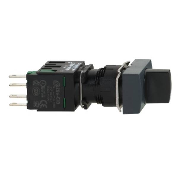 black complete rectangular selector switch Ø16 2-position stay put 1NO - Schneider Electric - XB6DD221B