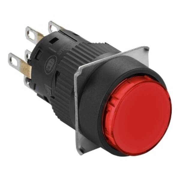 Illuminated monolithic push button, Harmony XB6E, round red pushbutton Ø 16 flush spring return 24 VDC polarised 2CO - Schneider Electric - XB6EAW4B2P