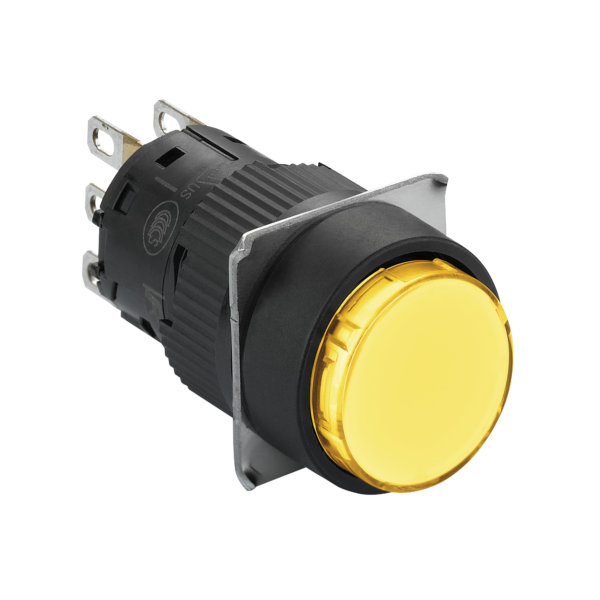 round yellow illuminated pushbutton Ø16-flush spring return-12 VDC polarised-1CO - Schneider Electric - XB6EAW5J1P