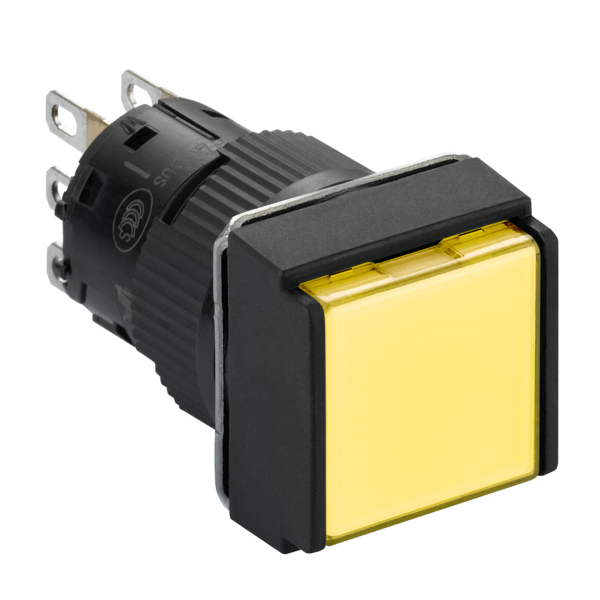 square yellow pushbutton Ø 16 - flush spring return - 1OC - Schneider Electric - XB6ECA51P