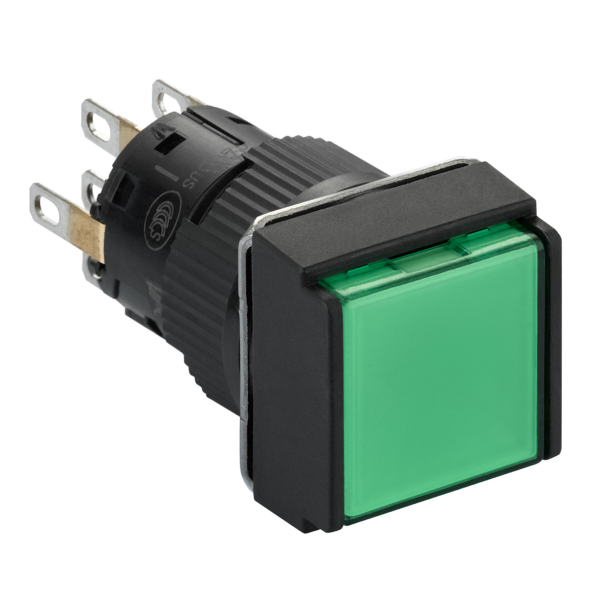 square green illuminated pushbutton Ø16-flush push to release 24 VDCpolarised2CO - Schneider Electric - XB6ECF3B2P