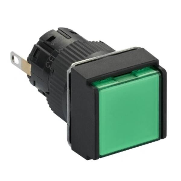 square pilot light Ø16 - IP65 - green - integral LED 24VDCpolarised - connector - Schneider Electric - XB6ECV3BP