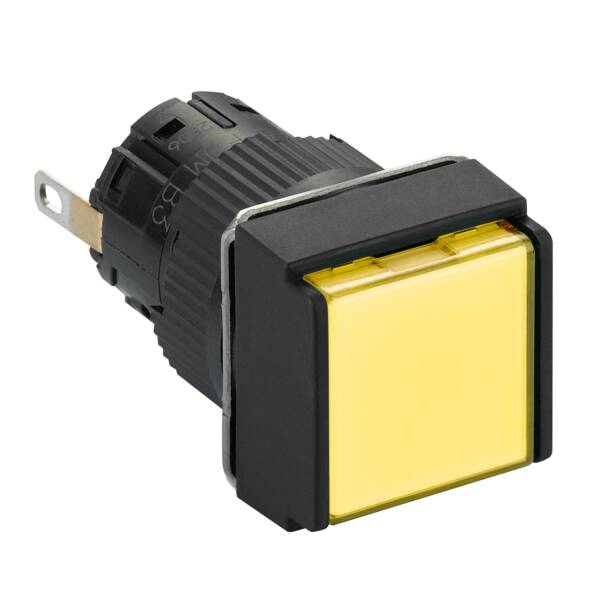 square pilot light Ø16 - IP65 - yellow - integral LED 24VDCpolarised - connector - Schneider Electric - XB6ECV5BP