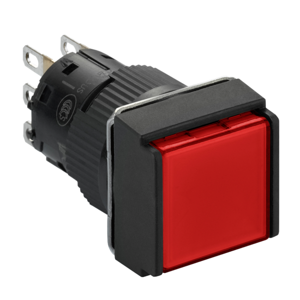 square red illuminated pushbutton Ø16-flush spring return-24 VDC polarised-1CO - Schneider Electric - XB6ECW4B1P