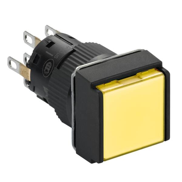 square yellow illuminated pushbutton Ø16-flush springreturn-24 VDC polarised-2CO - Schneider Electric - XB6ECW5B2P